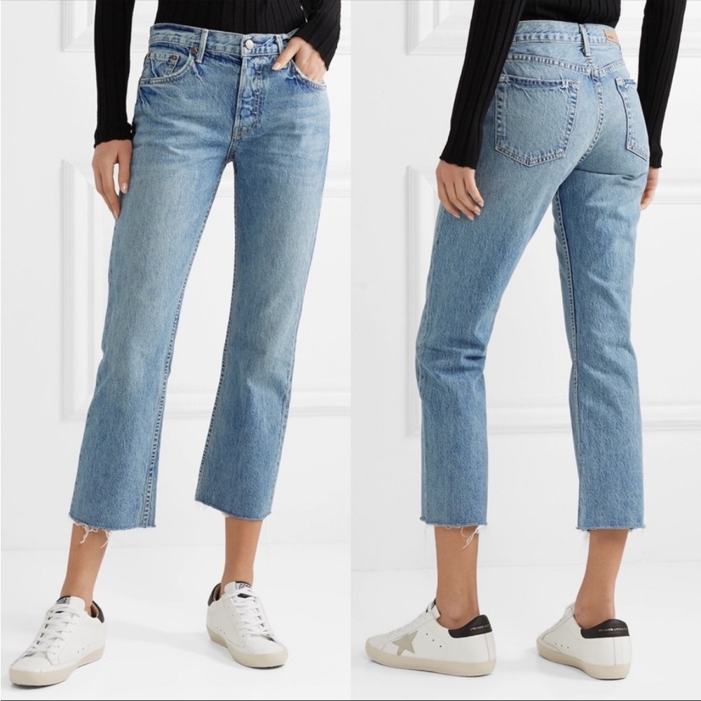 GRLFRND Tatum Raw Hem Straight Leg Jeans | 32 Color Late Night